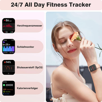 Fitpolo nutikell naistele telefonifunktsiooniga/Alexa, 1,8-tolline nutikell iPhone'ile ja Androidile, fitness-jälgija, pulsi- ja unemonitor/IP68 veekindel, fitness-kell naistele, spordikell, sammulugeja
