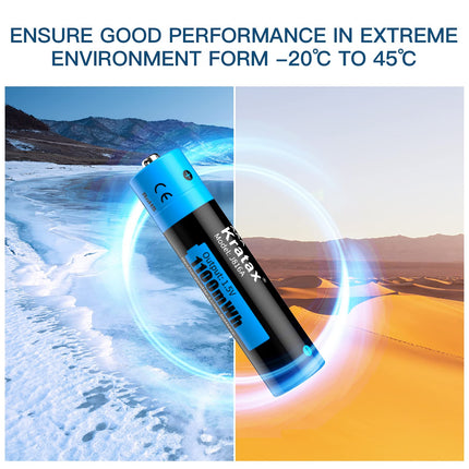 Kratax Lithium AAA Battery, Rechargeable 1.5V AAA Lithium Batteries, 1100mWh (1.5V/733mAh), High Capacity, Constant Power, Long Life, 8 Pieces 1.5V AAA Battery with LCD Display Charger