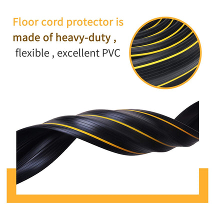 Cable protector with 3 cable channels, 1.05 m floor cable cover with fastening wire organizer - flexible, cuttable wire hiding set, ideal for office, home, warehouse, garage