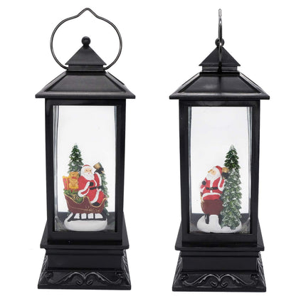 Eldnacele Singing Battery Operated and Plug-in Music Lighted Christmas Snow Spinning Water Glittering Snow Globe Lantern Home Decoration and Gift Santa Claus