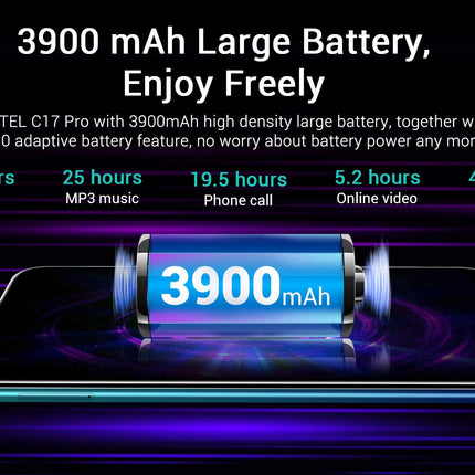 OUKITEL C17 Pro (2019) Android 9.0 4G Smartphone Unlocked - 6.35 inch Full Screen, 4GB + 64GB (256GB Expandable), Helio P23 Octa Core Dual-SIM Mobile Phone, 13 MP Camera, 3900mAh Battery, Black