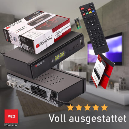 Opticum C200 PVR HDTV kaabelvastuvõtja (PVR-valmis, HDMI, Full HD, USB, EPG, SCART) must