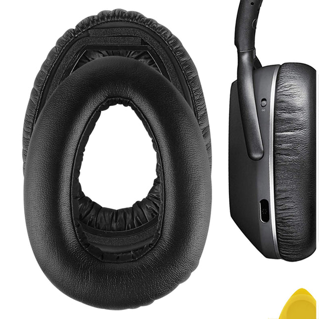 Geekria QuickFit proteiinist nahast vahetuskõrvapadjad Sennheiser PXC 550, PXC 550-II juhtmevabade MB 660 seeria kõrvaklappide kõrvapadjadele, peakomplekti kõrvapadjadele, remondiosadele (must)
