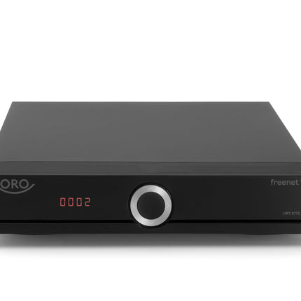 Xoro HRT 8772 kõvakettaga Full-HD DVB-T2 vastuvõtja (HEVC H.265 kaksiktuuner, Irdeto varjatud CA tasuta TV jaoks, ilma SATA kõvakettata FP pesas, HDMI, USB PVR valmis, S/PDIF optiline, MiniSCART, 12V) must