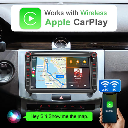 Android autoraadio navigatsiooniekraaniga VW Golf 5 6-kohalisele Passat Sharanile Tiguanile, juhtmevaba Android Auto 8-tuumaline 4G+64G Golfi raadio Carplay, 8-tolline VW Polo T5 Caddy raadio Bluetooth RDS FM GPS WiFi