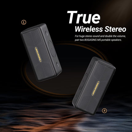 BOGASING Bluetooth Speaker M5 Music Box Portable, 40W Surround Stereo Sound &amp; Powerful Bass, 30H Battery, IPX7 Waterproof, EQ, Wireless, Bluetooth Box, USB Stick for Outdoors