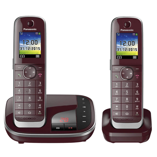 Panasonic KX-TGJ322GR peretelefon automaatvastajaga (juhtmeta telefon DUO, 2 telefoni, madal kiirgus, ärge segage) veinipunane