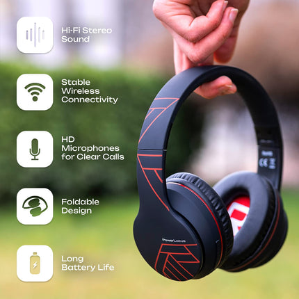 PowerLocus P6 Bluetooth kõrvaklapid, juhtmevabad kõrvaklapid superbassiga, 40-tunnine mänguaeg, mikrofon, häälassistent, passiivne mürasummutus iPhone'ile, Samsungile, iPadile, arvutile, sülearvutile, telerile (punane)