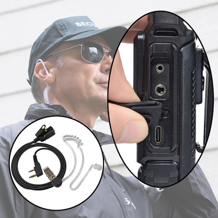 HYS Quansheng UV5R-PLUS 5W kahesageduslik raadiosaatja laadija laetavate akude raadio, VHF UHF kahesuunaline raadio (kõrvaklappide, läbipaistva helitoru ja kõrvaklappidega)
