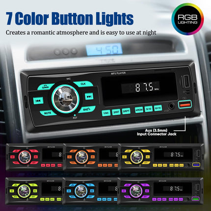 NHOPEEW 1 DIN autoraadio Bluetoothiga - FM-raadio vastuvõtja, tugi FM-raadio vastuvõtjale/USB/U-kettale/AUX-sisendile/TF-kaardile