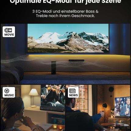 MEVOSTO heliriba teleritele subwooferiga, 2.1-kanaliline teleri heliriba 5,25-tollise bassikõlariga, 12-liitrine ruumiline heli arvutimängude jaoks, BT5.0/ARC/Opt/AUX, reguleeritavad bassid ja kõrged helid kodukino helisüsteemile