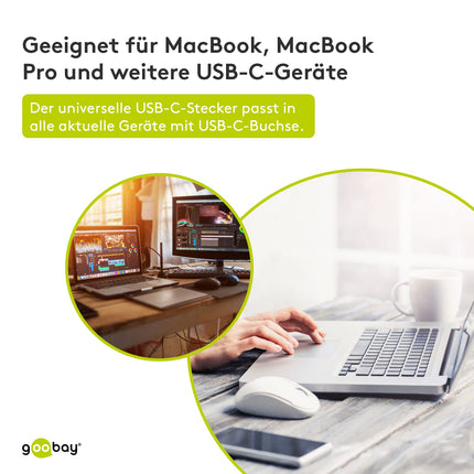 Goobay 66255 USB-C RJ45 Etherneti võrguadapter LAN-kaabli ühendamiseks internetiühenduse loomiseks