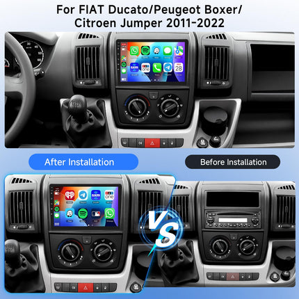 2G+64G autoraadio Android 13 FIAT Ducato 3/Peugeot Boxer 2/Citroen Jumper 2 2011-2022, 9-tolline HD puutetundliku ekraaniga raadio juhtmevaba Carplayga Android Auto GPS WiFi USB Bluetooth FM RDS tahavaatekaamera