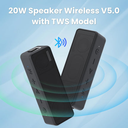 Raymate Bluetooth Speaker, Wireless Music Box with 20W Dual Bass, IPX7 Waterproof, TWS Function, 15 Hours Battery, Portable Speaker for Outdoor and Home