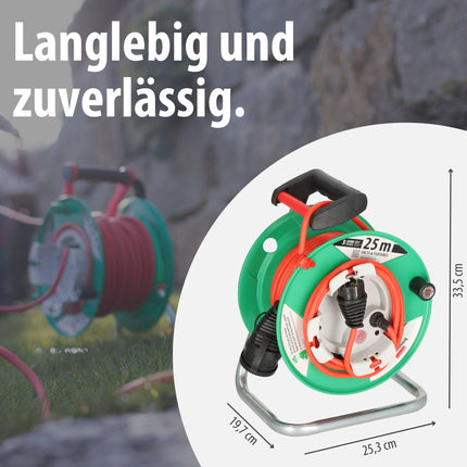 Brennenstuhl Garant G IP44 garden cable reel (cable reel for lawn mowers with 23+2m cable in red, special plastic, temporary and limited outdoor use, Made in Germany)