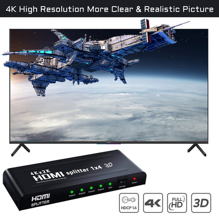 Ozvavzk 4K HDMI jaotur 1 sisend 4 väljundit samaaegne HDMI jaotur 4 monitori peegel-HDMI jaotur 1 sisend 4 väljundit toetab 4K UHD HDCP1.4 3D 1080P Full HD ühilduvust (jaotur 1 sisend 4 väljundit)