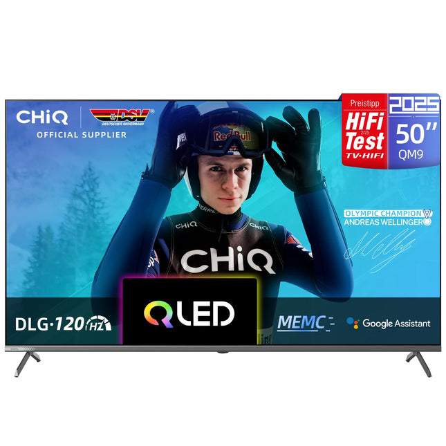 CHIQ U50QM9G 50-tolline (126 cm) televiisor, 4K QLED, Google TV, DLG 120Hz, MEMC, Dolby Audio, kolmekordne tuuner, Wi-Fi 5G, Google Assistant, must, 2025