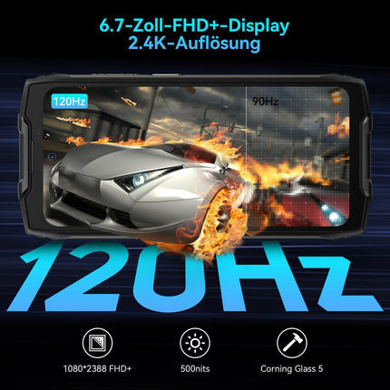 Blackview BV9300 Pro välistingimustes kasutatav mobiiltelefon 16GB+256GB 120Hz 6.7" FHD+1.32" tagumine ekraan 15080mAh(33W) välistingimustes kasutatav nutitelefon ilma lepinguta Android 13, 64MP+32MP, sõrmejäljelugeja, IP68 veekindel, GPS, IP69K, NFC