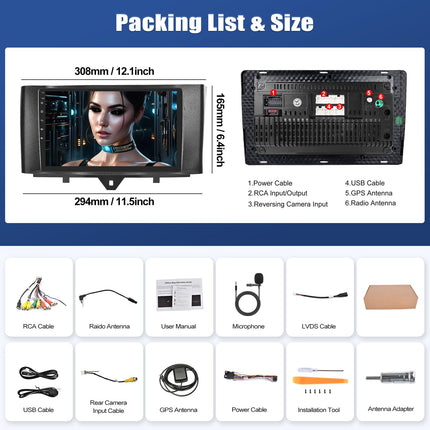 [8-tuumaline] SIXWIN 4+64G Android 13 Carplay Android Auto autoraadio Mercedes-Benz Smart Fortwo 2011-2015 jaoks, 9'' puuteekraan, 1280 * 720, DSP GPS WiFi BT USB FM RDS raadio Mirror Link + 32 riba ekvalaiser