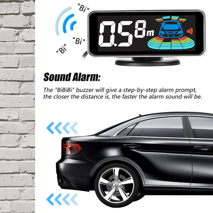 Goolsky Parking Sensor Parking Aid, Reversing Radar System with 4/8 Front Rear Parking Sensors, LCD Distance Display, Sound Warning Buzzer