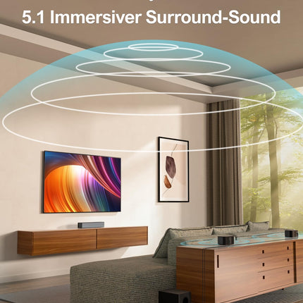 ULTIMEA 5.1 heliriba Dolby Atmosega, 3D ruumilise heli süsteem, heliriba teleritele subwooferiga, 2 tagumist kõlarit, Bluetooth 5.3 heliriba reguleeritava bassiga, Poseidon D60