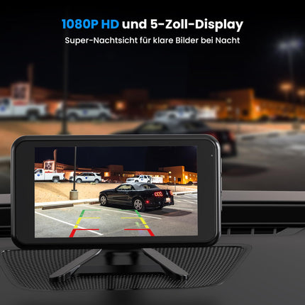 AUTO-VOX W12 juhtmevaba auto tahavaatekaamera: 5-tolline LCD 1080P juhtmevaba tahavaatekaamera toetab kahte kaamerat, tagurduskaamera retrofitseerimine stabiilse signaaliga, IP69K veekindel, öine nägemine autole, veoautole ja haagissuvilale