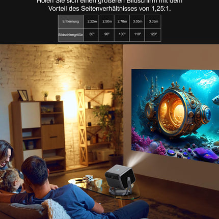 ULTIMEA Projector 4K Support Android TV 11.0 with Netflix, Portable Outdoor Projector with 90° Gimbal Stand-free Design, 600 ANSI Lumens, Dolby Audio, 5G WiFi Bluetooth 5.3 Smart Projector, Nova C40