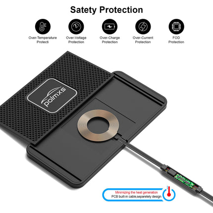 Polmxsi juhtmevaba autolaadija, isetehtud 15W juhtmevaba laadija, libisemiskindel juhtmevaba laadimispadi QC 3.0 autolaadijaga, ühildub iPhone 15 14 13 12 11 Pro, Samsung S24 S23 S22 AirPodsidega (1M kaabel)