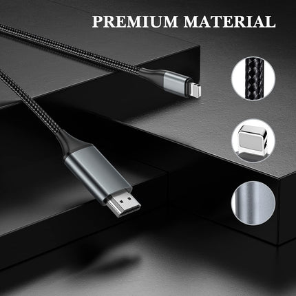 lulaven HDMI-kaabel iPhone PAD Podi ja teleri, monitori ja projektori ühendamiseks, digitaalne HDMI-videoadapterikaabel, 4 m, 1080p, ühildub kõigi iOS-seadmetega, iPhone 14 13 12 11, ühenda ja kasuta