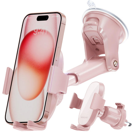Miracase Car Phone Holder Universal [Strong Suction Cup and Metal Hook] Car Phone Holder Ventilation Dashboard Windshield Phone Holder iPhone Samsung Galaxy All Smartphones Pink