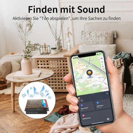 WAFTING Slim Wallet Tracker Card, Rechargeable Wallet Finder Compatible with Apple Find My App (iOS Only), Wallet Tracker for Travel Suitcase, Purse (2 Pack)