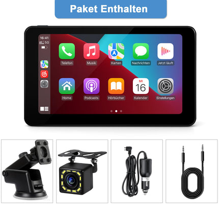 Aonerex kaasaskantav CarPlay ekraan, juhtmevaba Android Auto HD tahavaatekaameraga, 7-tolline IPS-ekraan, Bluetooth käed-vabad kõned, Siri, häälassistent, GPS-navigatsioon, MirrorLink, FM