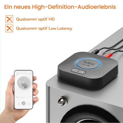 1Mii B06S Bluetooth-audioadapter helitugevuse regulaatoriga, HiFi Bluetooth 5.2 vastuvõtja, aptX HD ja madala latentsusega traadita audiovastuvõtja stereokõlarite jaoks, kahekordne ühendus