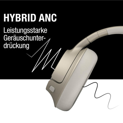 Fresh 'N Rebel Clam Fuse Bluetooth kõrvaklapid hübriidse aktiivse mürasummutusega, ENC mikrofoniga (täiuslikud kõned), juhtmevabad kõrvaklapid ümbritseva režiimiga, 45 tundi mänguaega (beež)