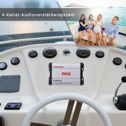 Pyle Audio võimendi autole, džiibile ja paadile, võimsusvõimendi autole – merele, džiibile ja autole, võimendi 4 kanaliga – vastupidav 4-kanaliline võimendi autovõimendina, veekindel 1500 vatti, auto võimsusvõimendi 13 cm