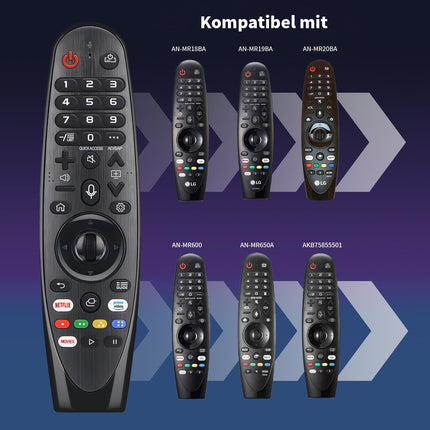 Gvirtue Magic Remote pult LG telerile Kaugjuhtimispult LG MR20GA AKB75855501 MR19BA MR18BA Magic Remote, ühildub LG Magic Remote puldiga LG nutiteleri LED OLED 4K Nanocell häälfunktsiooniga