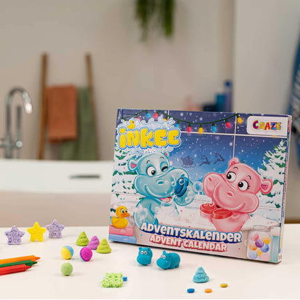INKEE Bathing Fun Advent Calendar for Children - Christmas Calendar with Bath Bomb, Bath Cosmetics, Creative Toy Calendar for Children