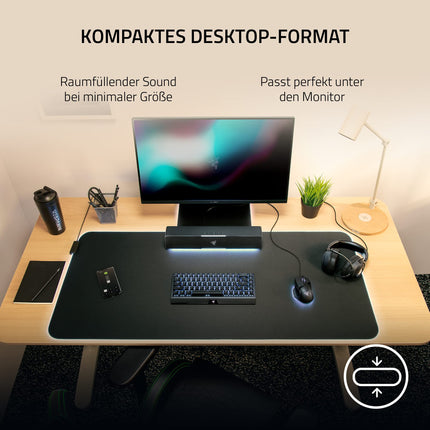 Razer Leviathan V2 X - PC Gaming Soundbar (täieliku ulatusega draiveritega, kompaktse disainiga, USB Type-C toite ja heliga, Bluetooth 5.0, Chroma RGB) must