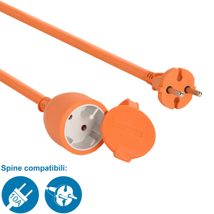 Electraline 04020 aia maanduskontakti pikenduskaabel - 15 m kaabel - valge - plastkaabel - IP20 / pikenduskaabel lapselukuga / Euroopa 2-kontaktiline pistik 16A, oranž, 25