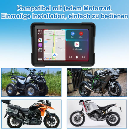 Kovanda juhtmevaba CarPlay kaasaskantav mootorratta navigaator esi- ja tagavaate salvestiga, 5-tolline puutetundlik ekraan, veekindel GPS-navigatsioon mootorrattale 64 GB TF-kaardiga