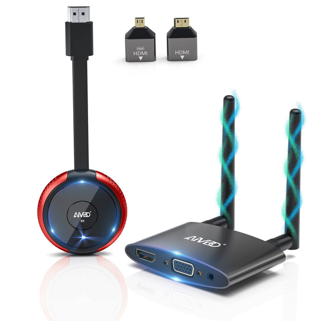 HDMI juhtmevaba 4K/5G, juhtmevaba HDMI saatja ja vastuvõtja, juhtmevaba laiendaja raadioedastus VGA ja HDMI kahe ekraaniga edastamiseks sülearvutist/arvutist/kaamerast HDTV-sse/projektorisse/monitori, toetab YouTube'i 165 jala ulatuses