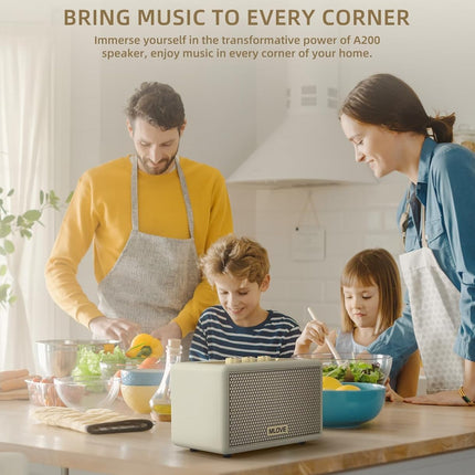 MLOVE A200 Portable Bluetooth Speaker with Aux Input, Micro SD Card Slot, USB Port, Powerful Bass Subwoofer, TWS Pairing, Long Battery Life, and 80W Peak Power (White)