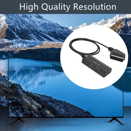 SUJAHHUJIQ HDMI to Scart HD Video Converter, HDMI Input, Scart Output, Video Audio Converter with NTSC/PAL (Video + Audio Supported via Scart)