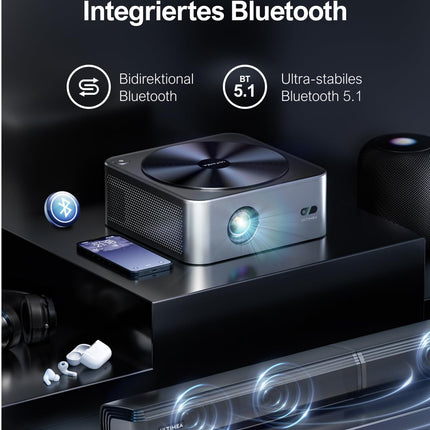 Ultimea projektor Full HD 1080P natiivne autofookuse ja 6D keystone-korrektsiooniga, projektor 4K kodukino toetab 700 ANSI 21 000 luumenit, 5G WiFi projektor Bluetooth, välistingimustes kasutatav projektor iOS/Android/TV Stick jaoks