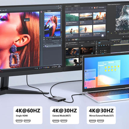 Avigers HDMI jaotur 1 sisend 2 väljundit, USB C - HDMI adapter 2 monitori pikendamiseks, HDMI lüliti 2 HDMI-pordiga sülearvutite ja tahvelarvutite jms jaoks. (üks väljund 4K@60Hz ja kahekordne väljund 4K@30Hz)