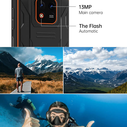 OUKITEL 12500mAh Battery Outdoor Smartphone Without Contract WP18 PRO, 13MP Dual Camera IP68 IP69K Rugged Mobile Phone, Octa Core 4GB 64GB, 5.93'' HD+, Android 12, Dual SIM, Fingerprint, GPS NFC Black