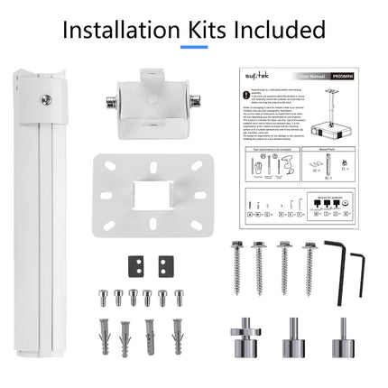 Suptek Projektori lakke kinnitatav pikendatav miniprojektori lakke kinnitatav reguleeritav seinakinnitus keermestatud adapteritega projektori DVR-kaamerale, max 13,6 kg (PR05MINI)