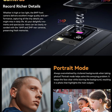 Blackview IP68 õue nutitelefon BV4800 PRO, 12GB+128GB (1TB laienduskaart), 6.56'' HD+ 120Hz, 16MP+8MP+5MP, 3 kaardipesa, Android 14 DUAL SIM nutitelefon, vastupidav, sõrmejäljelugeja, GPS, NFC, oranž