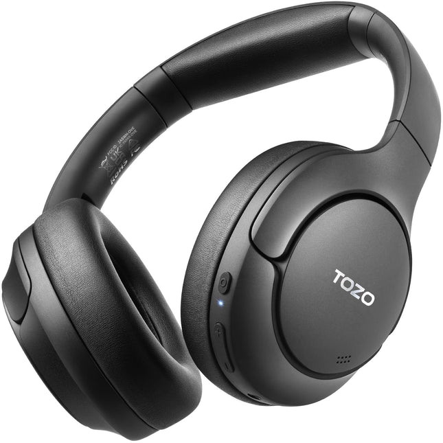 TOZO HT2 kõrvaklapid Bluetooth-kõrvaklapid, hübriidsed aktiivse mürasummutusega kõrvaklapid, juhtmevabad Bluetooth-kõrvaklapid rakenduse juhtimisega, kõrglahutusega heli, 60 tundi mänguaega, sügav bass, mugavad kõrvaklapid, must
