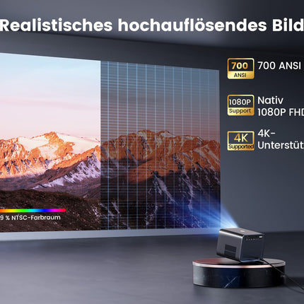 Smart Projector【Official Netflix &amp; Dolby Audio】 30000 Lumens Autofocus/Keystone Correction Projector 4K Support WiFi6 Bluetooth Full HD 1080P, 60Hz Video Projector for Home Theater/Outdoor Mobile Projector